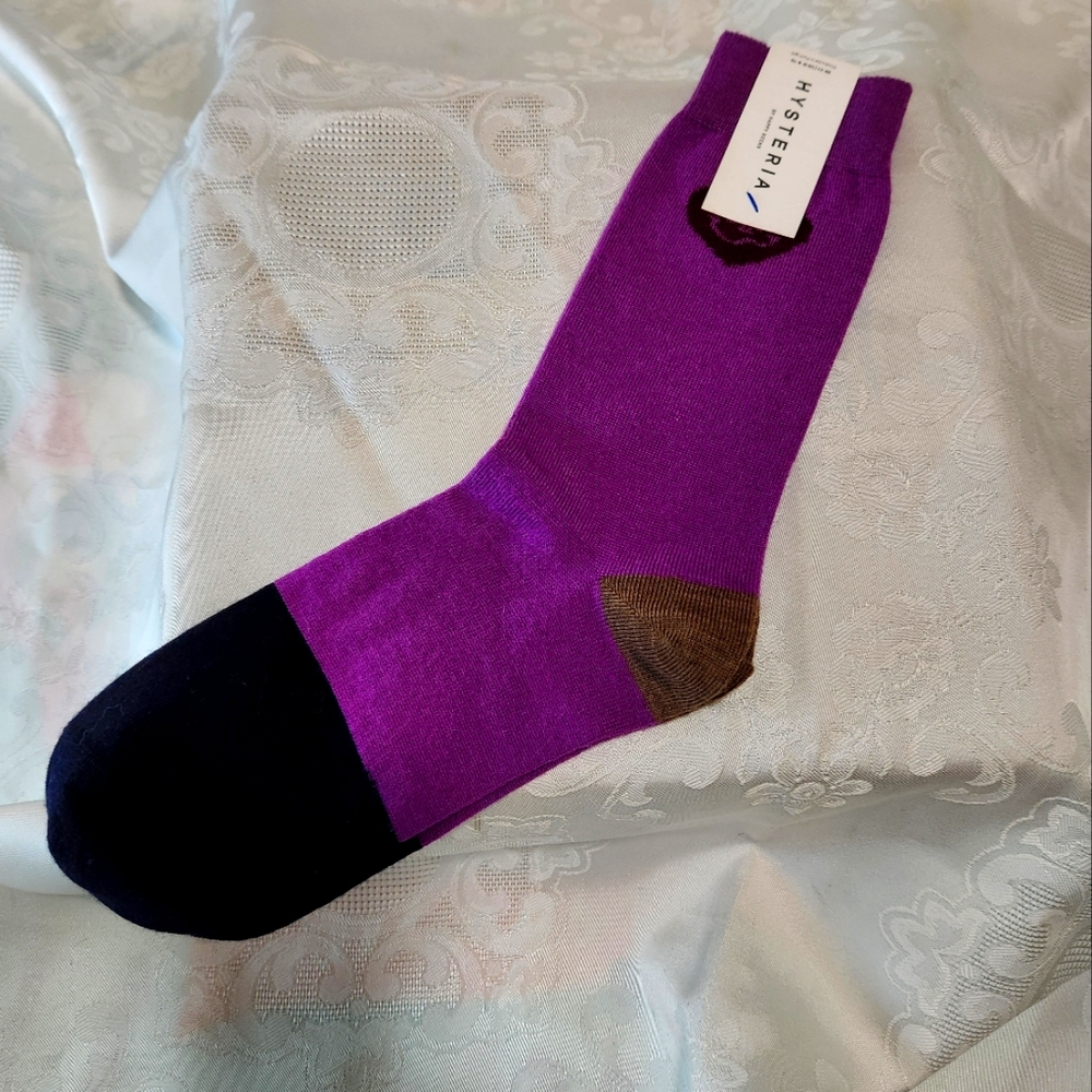 Hysteria Socks By Happy Purple and Black "Linnea Mid High Sock"